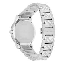 Burberry Ladies The City Engraved Checked Steel Watch BU9037
