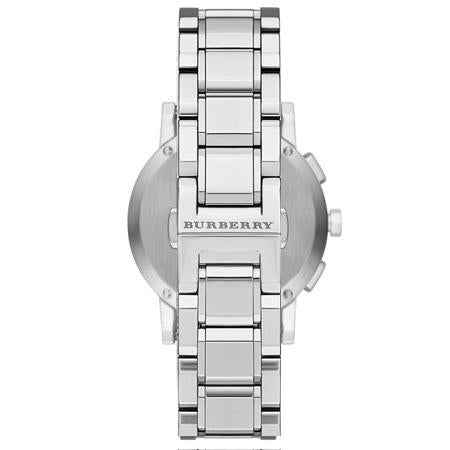 Ladies / Womens Silver Dial Stainless Steel Chronograph Burberry Designer Watch BU9750