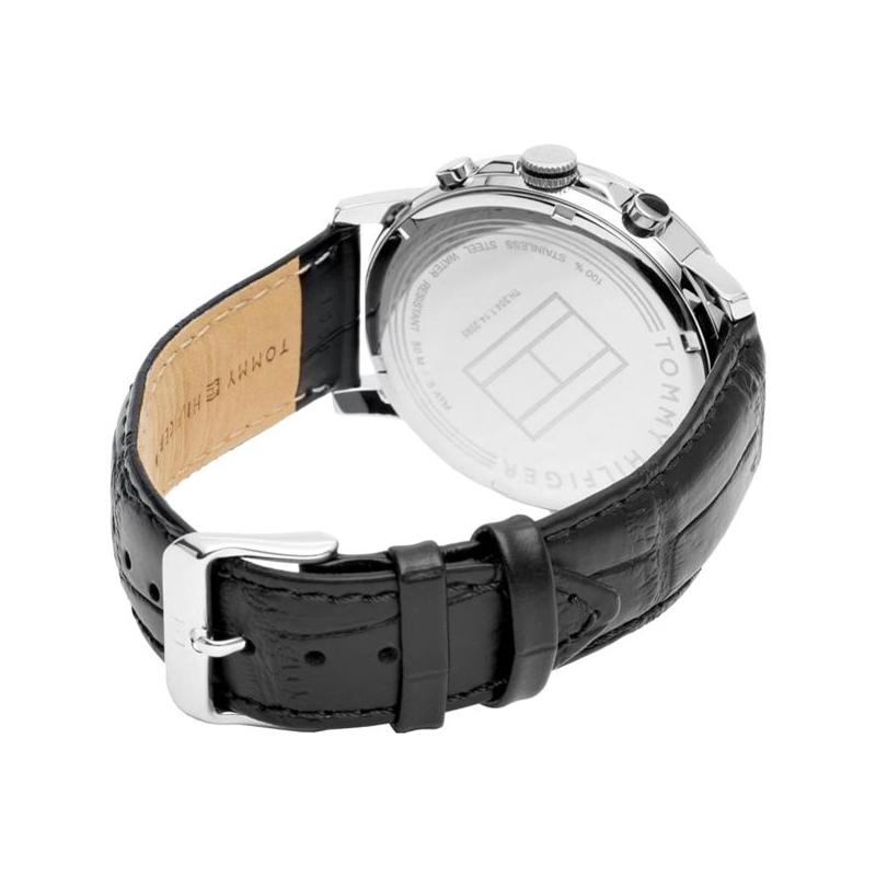 Mens / Gents Keagan Black Leather Strap Tommy Hilfiger Designer Watch 1791289