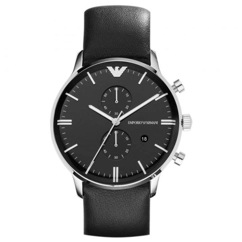 Mens / Gents Gianni Black Leather Strap Emporio Armani Designer Watch AR0397
