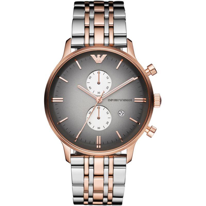Mens Rose Gold Stainless Steel Multifunction Emporio Armani Watch AR1721