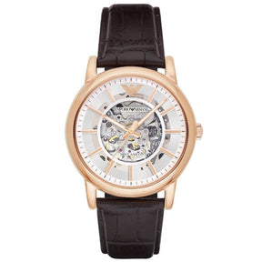 Mens / Gents Brown Leather & Rose Gold Emporio Armani Designer Watch AR1983