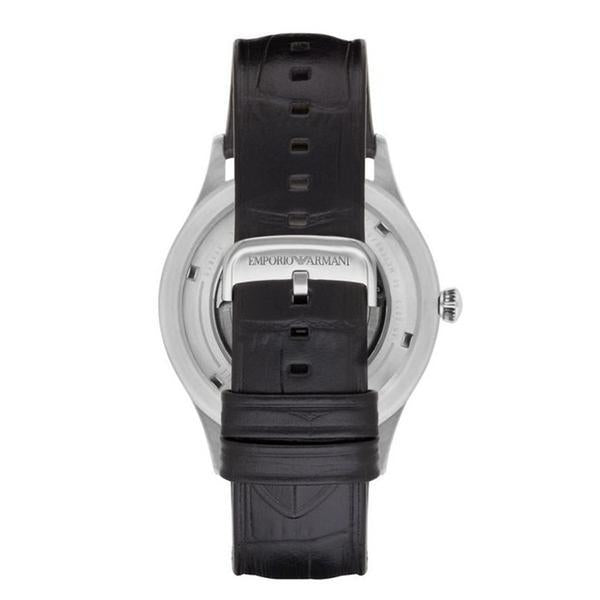 Mens / Gents Meccanico Black Leather Strap Emporio Armani Designer Watch AR2072