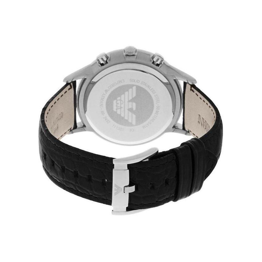 Mens Classic Black Leather Chronograph Emporio Armani Watch AR2432
