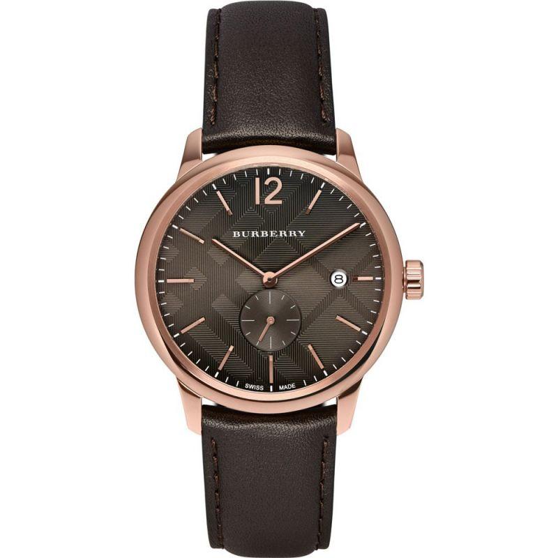Mens Check Stamped Rose Gold Burberry Watch BU10012