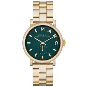 Ladies / Womens Baker Gold Green Dial Stainless Steel Marc Jacobs Designer Watch MBM3245