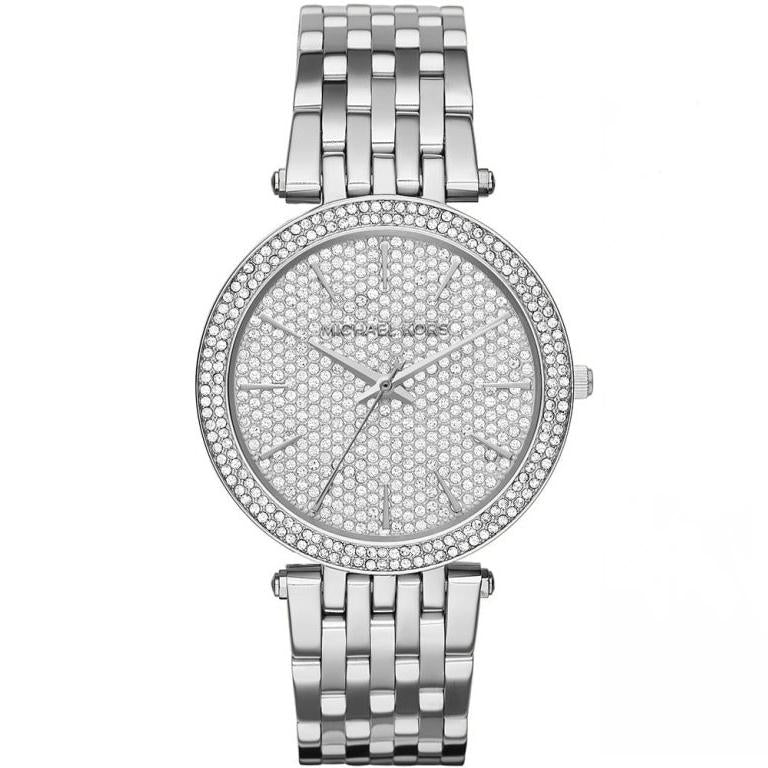 Ladies / Womens Darci Silver Diamonte Stainless Steel Michael Kors Designer Watch MK3437
