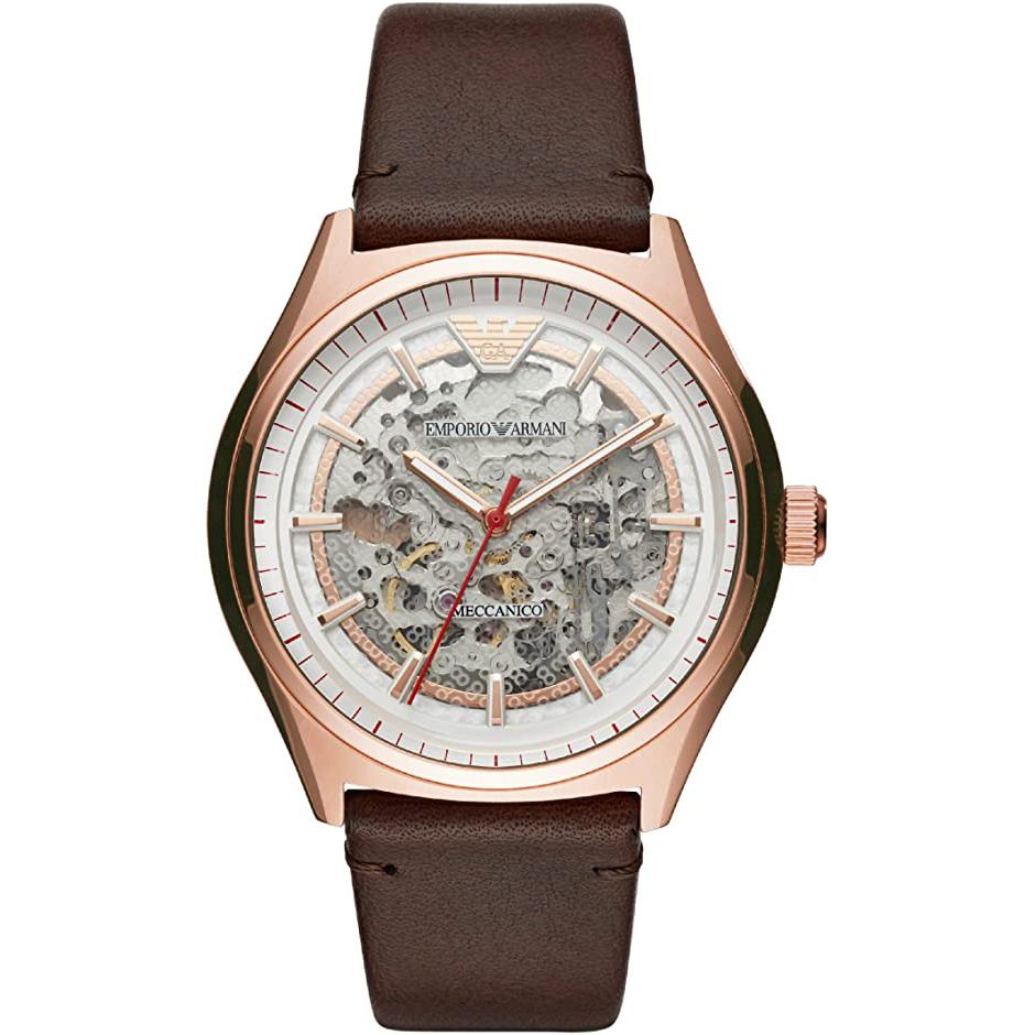 Mens / Gents Brown Leather Strap Emporio Armani Designer Watch AR60005