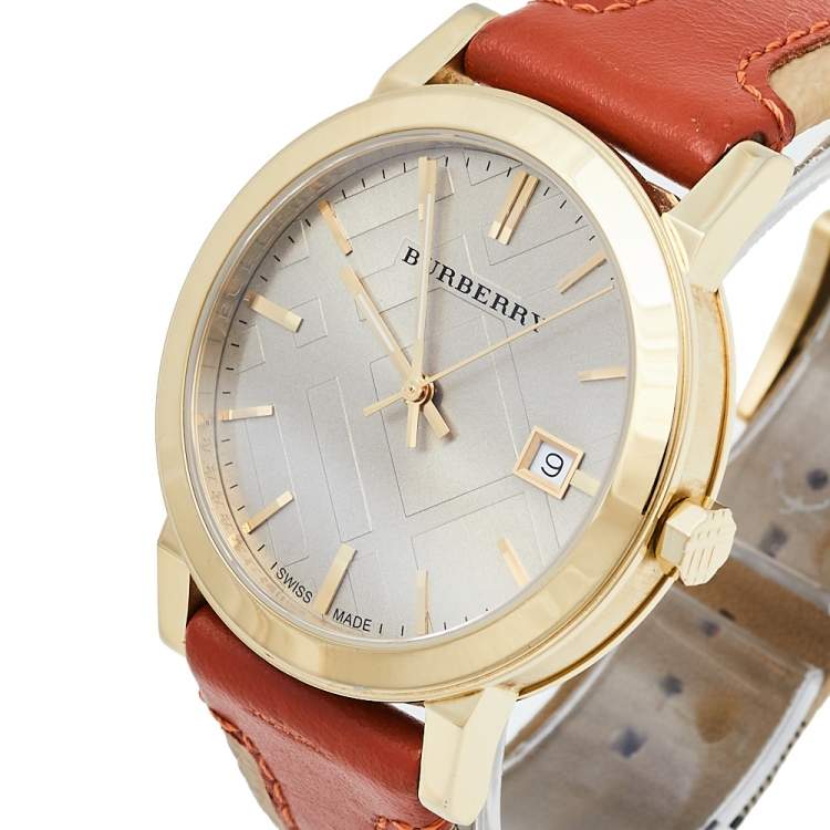 Burberry Ladies The City Check Champagne Watch BU9016