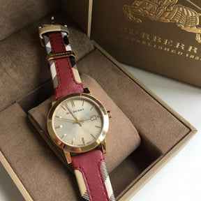 Burberry Ladies The City Check Champagne Watch BU9017