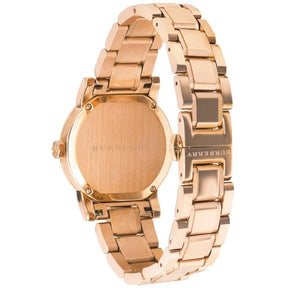 Burberry Ladies Diamond Check Stamped Rose Gold PVD Watch BU9126