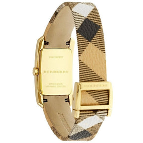 Burberry Ladies The Pioneer Check Yellow Gold Watch BU9509