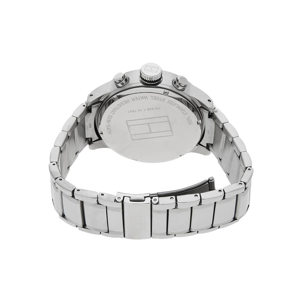 Mens / Gents Trent Black & Silver Stainless Steel Tommy Hilfiger Designer Watch 1791054