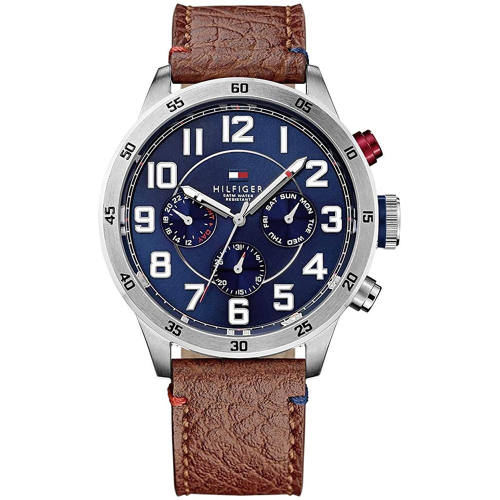 Mens / Gents Trent Brown Leather Strap Tommy Hilfiger Designer Watch 1791066