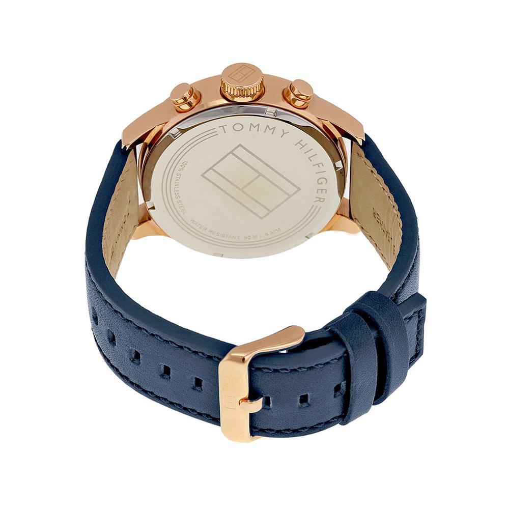 Mens / Gents Trent Blue Leather Strap Chronograph Tommy Hilfiger Designer Watch 1791139