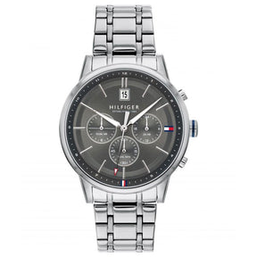 Mens / Gents Kyle Silver Stainless Steel Chronograph Tommy Hilfiger Designer Watch 1791632