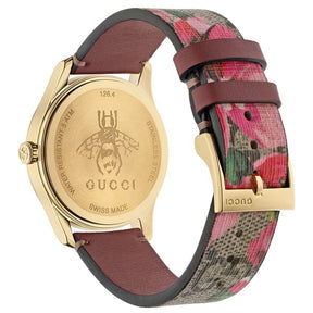 Gucci G-Timeless Ladies Pink Blooms Canvas Watch YA1264038A