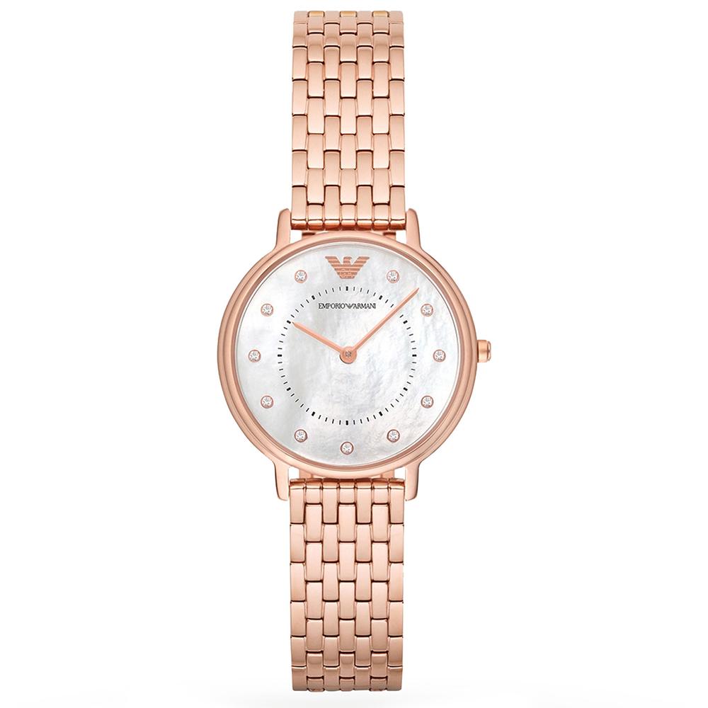 Ladies / Womens Rose Gold Stainless Steel Emporio Armani Designer Watch AR11006