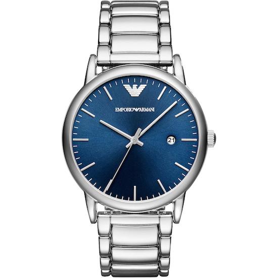 Mens / Gents Blue Dial Silver Stainless Steel Emporio Armani Designer Watch AR11089