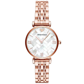 Ladies / Womens Rose Gold Stainless Steel Emporio Armani Designer Watch AR11110
