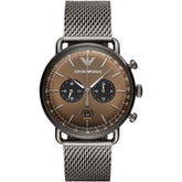 Mens / Gents Gunmetal Grey Mesh Chronograph Emporio Armani Designer Watch AR11141