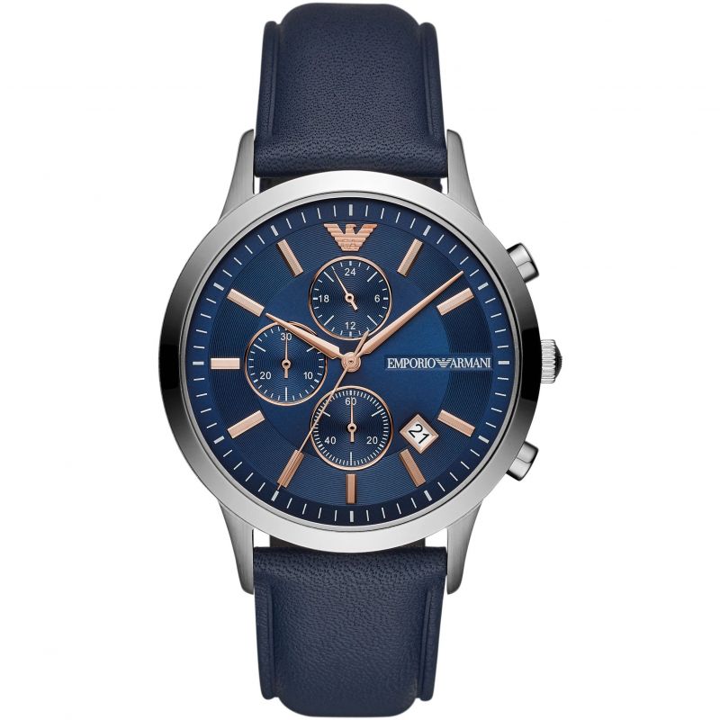 Mens / Gents  Renato Blue Leather Chronograph Emporio Armani Designer Watch AR11216