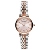 Ladies / Womens Silver & Rose Gold Stainless Steel Emporio Armani Designer Watch AR11223