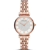 Ladies / Womens Rose Gold Glitz Stainless Steel Emporio Armani Designer Watch AR11244