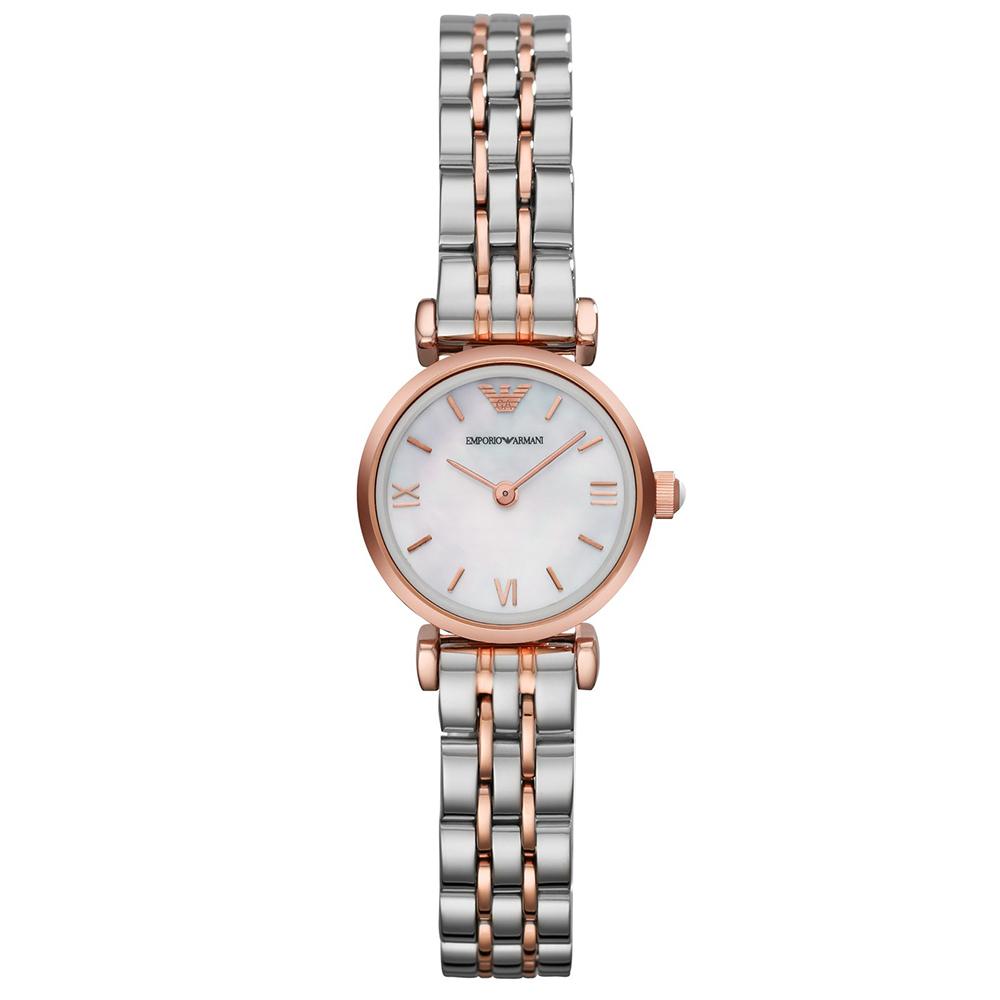 Ladies / Womens Rose Gold & Stainless Steel Emporio Armani Designer Watch AR1689