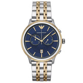 Mens / Gents Blue & Two Tone Stainless Steel Chronograph Emporio Armani Designer Watch AR1847