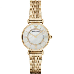 Ladies Mother of Pearl Gold Tone Stainless Steel Emporio Armani Watch AR1907