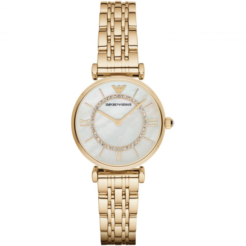 Ladies Mother of Pearl Gold Tone Stainless Steel Emporio Armani Watch AR1907