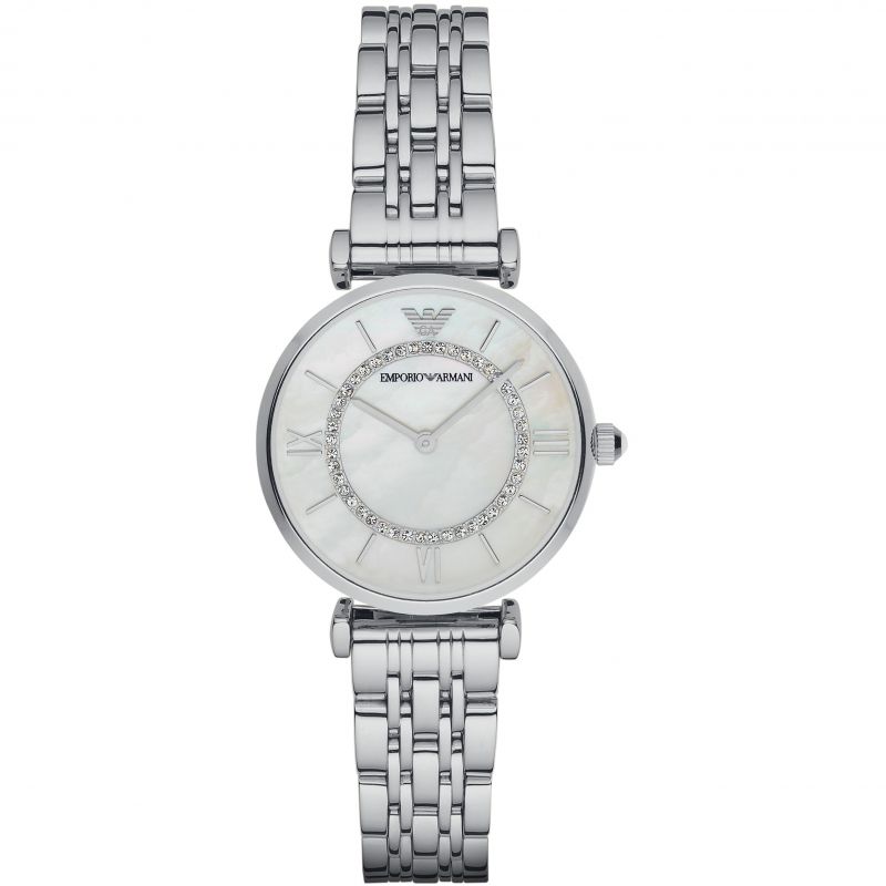 Ladies Silver Stainless Steel Crystal Emporio Armani Watch AR1908