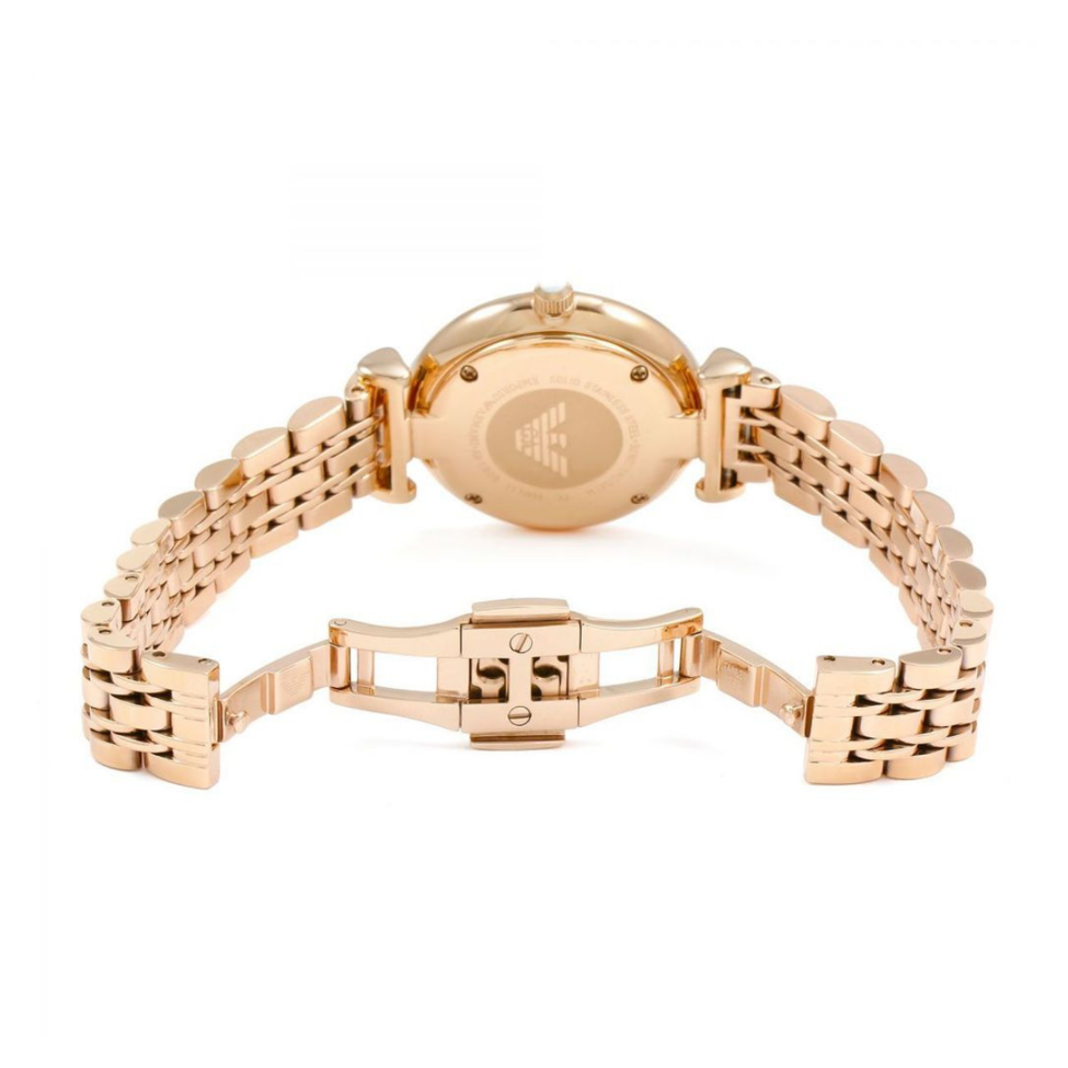Ladies / Womens Rose Gold Metal Bracelet Stainless Steel Emporio Armani Designer Watch AR1909