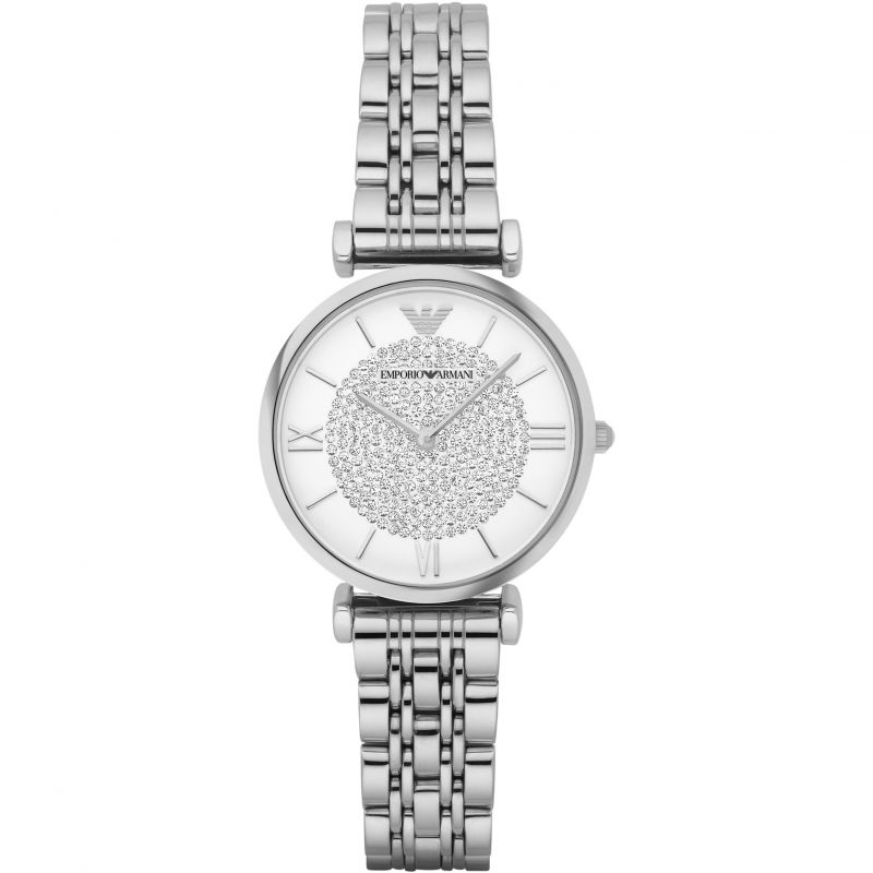 Ladies Silver Stainless Steel Crystal Emporio Armani Watch AR1925