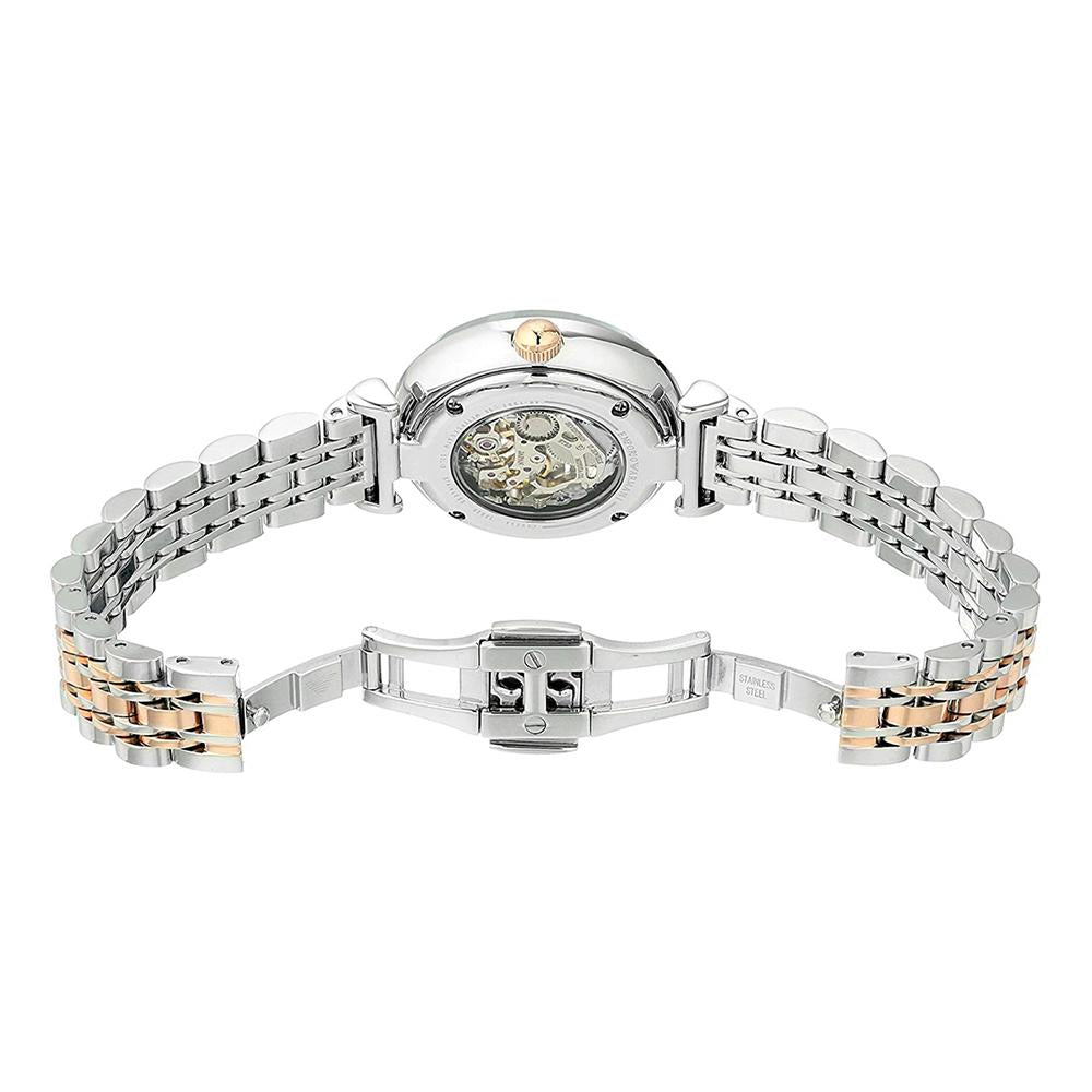 Ladies / Womens Meccanico Silver Rose Gold Stainless Steel Emporio Armani Designer Watch AR1992