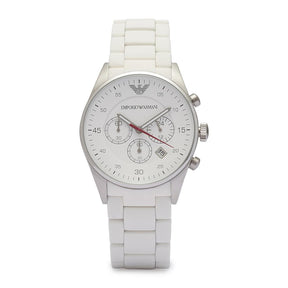 Ladies / Womens White Chronograph Emporio Armani Designer Watch AR5867