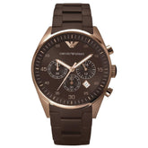 Mens Brown Silicone Chronograph Emporio Armani Watch AR5890