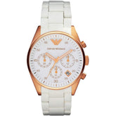 Ladies White and Rose Gold Chronograph Emporio Armani Watch AR5920