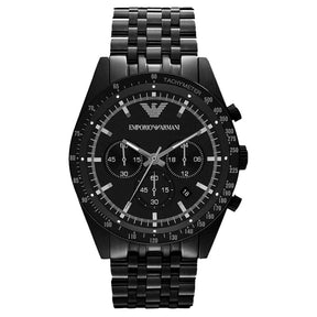 Mens / Gents Black Stainless Steel Chronograph Emporio Armani Designer Watch AR5989