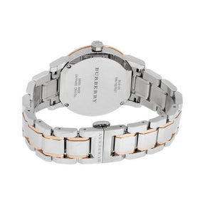Ladies / Womens Silver Dial Two-Tone Stainless Steel Burberry Designer Watch BU9105