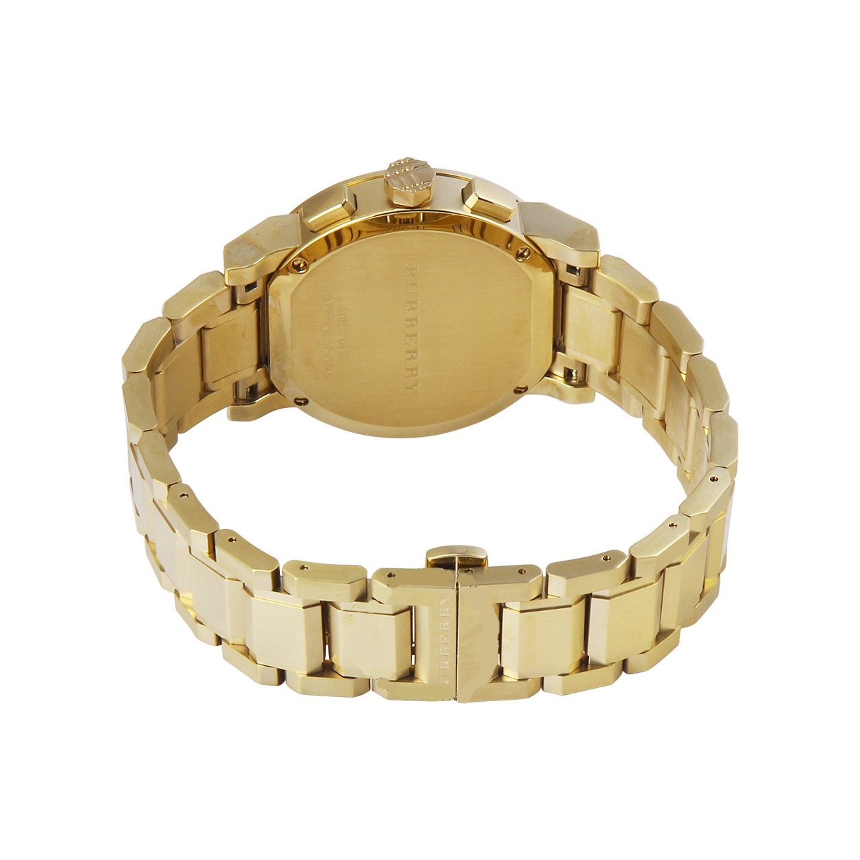 Ladies / Womens Gold Tone Stainless Steel Chronograph Burberry Designer Watch BU9753