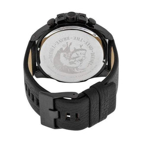 Mens / Gents Black Mega Chief Chronograph Leather Strap Diesel Designer Watch DZ4323