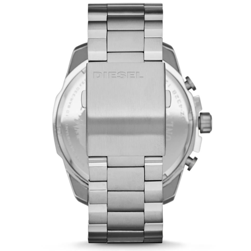 Mens / Gents Silver Mega Chief Stainless Steel Chronograph Diesel Designer Watch DZ4328