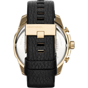 Mens / Gents Gold & Black Mega Chief Leather Strap Chronograph Diesel Designer Watch DZ4344