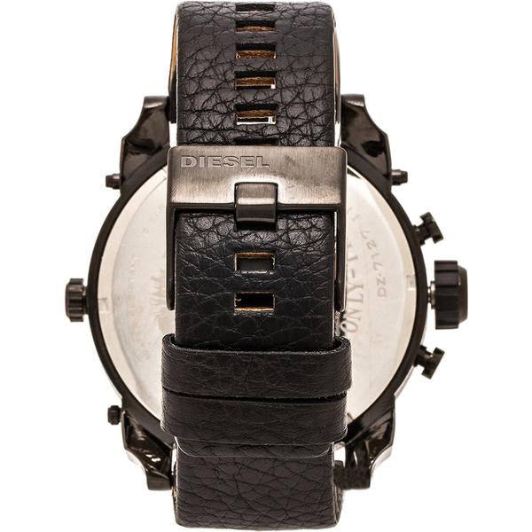 Mens / Gents Big Daddy Black Leather Chronograph Diesel Designer Watch DZ7127