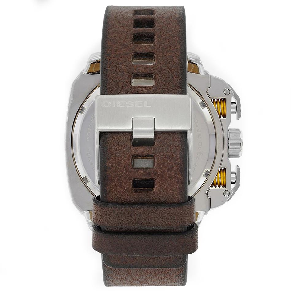 Mens / Gents Bamf Beige & Gray Leather Strap Chronograph Diesel Designer Watch DZ7343