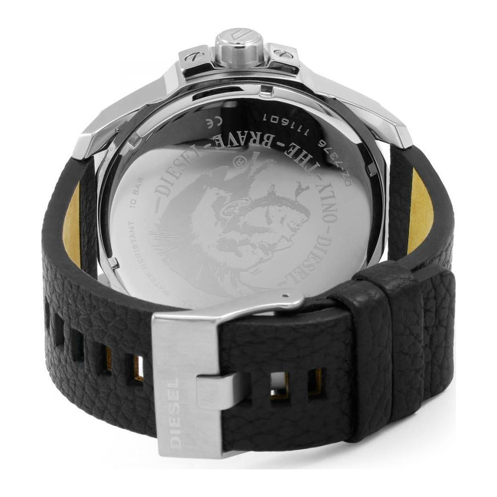 Mens / Gents Black Uber Chief Chronograph Leather Strap Diesel Designer Watch DZ7376