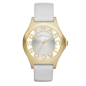 Ladies / Womens Gold & White Leather Strap Marc Jacobs Designer Watch MBM1339