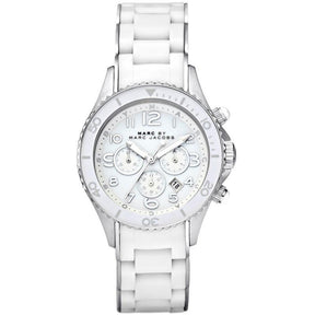 Ladies / Womens Rock White Stainless Steel Chronograph Marc Jacobs Designer Watch MBM2545
